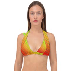 Orange Green Gradient Hunter Double Strap Halter Bikini Top