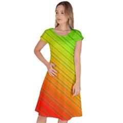 Orange Green Gradient Hunter Classic Short Sleeve Dress