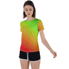 Orange Green Gradient Hunter Back Circle Cutout Sports T-shirt