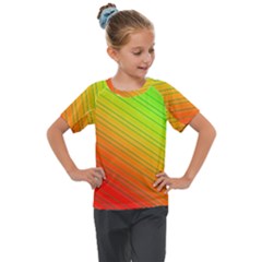 Orange Green Gradient Hunter Kids  Mesh Piece T-shirt