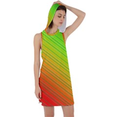 Orange Green Gradient Hunter Racer Back Hoodie Dress by Dutashop