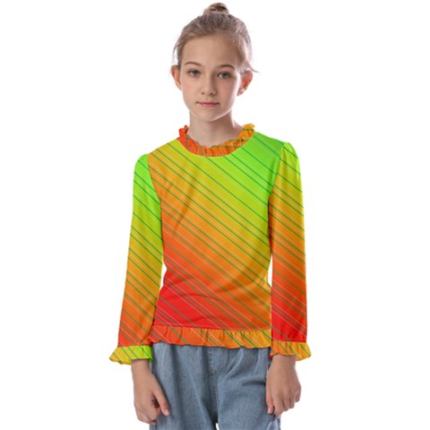 Orange Green Gradient Hunter Kids  Frill Detail T-shirt by Dutashop