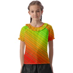 Orange Green Gradient Hunter Kids  Frill Chiffon Blouse by Dutashop