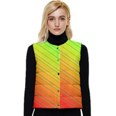 Orange Green Gradient Hunter Women s Button Up Puffer Vest