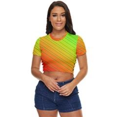 Orange Green Gradient Hunter Side Button Cropped T-shirt