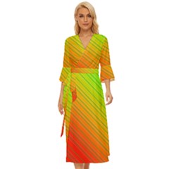 Orange Green Gradient Hunter Midsummer Wrap Dress