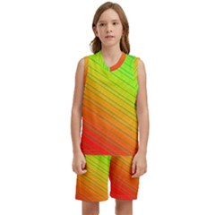 Orange Green Gradient Hunter Kids  Basketball Mesh Set