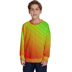 Orange Green Gradient Hunter Kids  Crewneck Sweatshirt