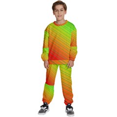 Orange Green Gradient Hunter Kids  Sweatshirt Set