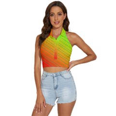 Orange Green Gradient Hunter Backless Halter Cami Shirt by Dutashop