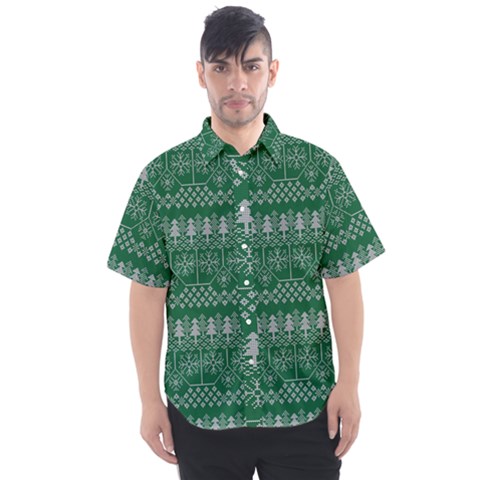 Christmas Knit Digital Men s Short Sleeve Shirt by Mariart