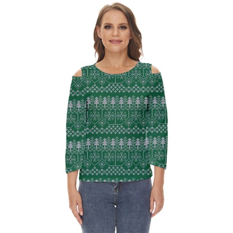 Christmas Knit Digital Cut Out Wide Sleeve Top by Mariart