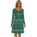 Christmas Knit Digital Long Sleeve Dress With Pocket View1