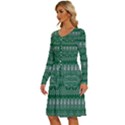 Christmas Knit Digital Long Sleeve Dress With Pocket View2