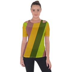 Autumn Harmony Geometric Style Print  Shoulder Cut Out Short Sleeve Top by dflcprintsclothing