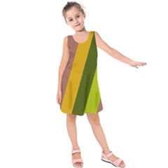 Autumn Harmony Geometric Style Print  Kids  Sleeveless Dress by dflcprintsclothing