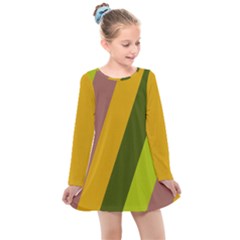 Autumn Harmony Geometric Style Print  Kids  Long Sleeve Dress by dflcprintsclothing