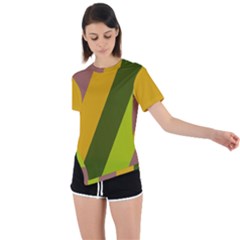 Autumn Harmony Geometric Style Print  Asymmetrical Short Sleeve Sports T-shirt by dflcprintsclothing