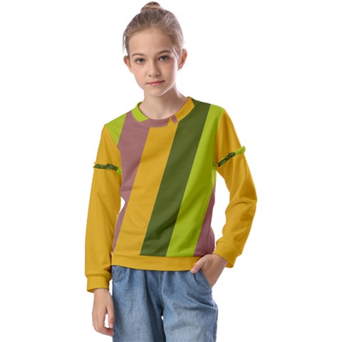 Autumn Harmony Geometric Style Print  Kids  Long Sleeve T-shirt With Frill  by dflcprintsclothing