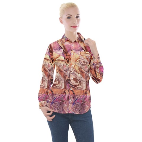 Blend  Women s Long Sleeve Pocket Shirt by kaleidomarblingart