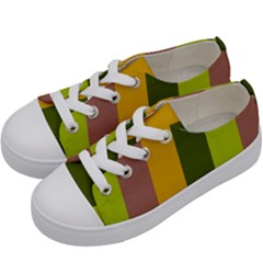 Autmn Stripes Colors Geometric Print Design Kids  Low Top Canvas Sneakers by dflcprintsclothing