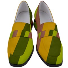 Autmn Stripes Colors Geometric Print Design Women s Chunky Heel Loafers by dflcprintsclothing