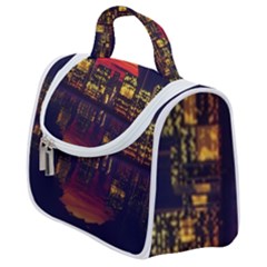 Abstract City Retro Sunset Night Satchel Handbag by Bedest