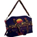 Abstract City Retro Sunset Night Canvas Crossbody Bag View1