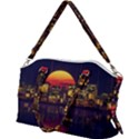 Abstract City Retro Sunset Night Canvas Crossbody Bag View2