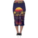 Abstract City Retro Sunset Night Midi Pencil Skirt View2