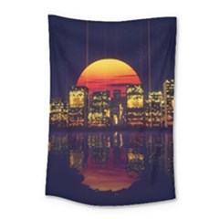 Abstract City Retro Sunset Night Small Tapestry