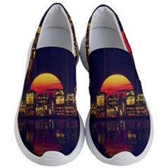 Abstract City Retro Sunset Night Women s Lightweight Slip Ons by Bedest