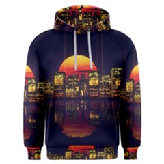 Abstract City Retro Sunset Night Men s Overhead Hoodie