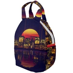 Abstract City Retro Sunset Night Travel Backpack by Bedest