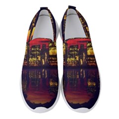 Abstract City Retro Sunset Night Women s Slip On Sneakers by Bedest