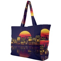 Abstract City Retro Sunset Night Simple Shoulder Bag by Bedest