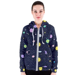 Aesthetic Outer Space Cartoon Art Women s Zipper Hoodie