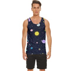 Aesthetic Outer Space Cartoon Art Men s Wide Collar Tank Top by Bedest