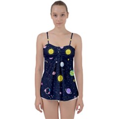 Aesthetic Outer Space Cartoon Art Babydoll Tankini Top by Bedest