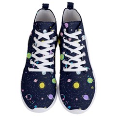 Aesthetic Outer Space Cartoon Art Men s Lightweight High Top Sneakers by Bedest