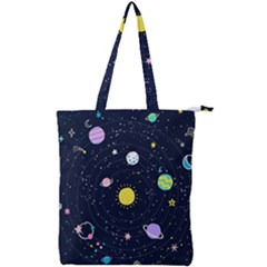 Aesthetic Outer Space Cartoon Art Double Zip Up Tote Bag by Bedest