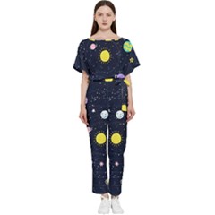 Aesthetic Outer Space Cartoon Art Batwing Lightweight Chiffon Jumpsuit by Bedest