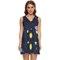 Aesthetic Outer Space Cartoon Art Tiered Sleeveless Mini Dress View1