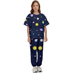 Aesthetic Outer Space Cartoon Art Kids  T-shirt And Pants Sports Set by Bedest