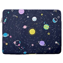 Aesthetic Outer Space Cartoon Art 17  Vertical Laptop Sleeve Case With Pocket by Bedest