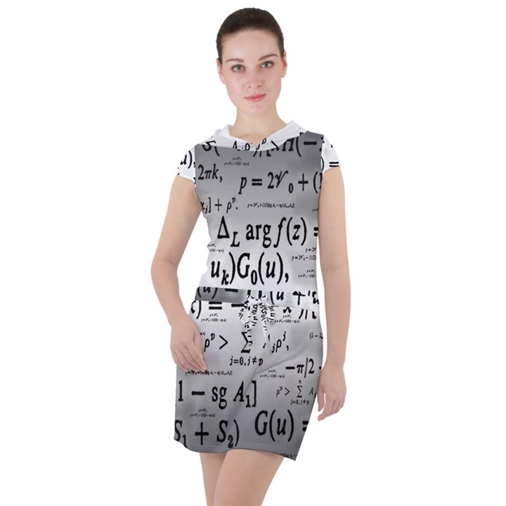 Math Formula Drawstring Hooded Dress