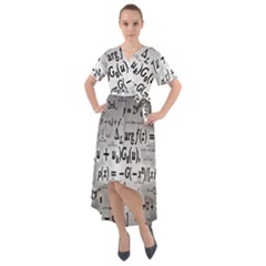 Math Formula Front Wrap High Low Dress