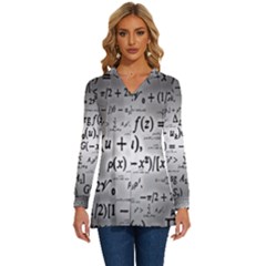 Math Formula Long Sleeve Drawstring Hooded Top by Bedest