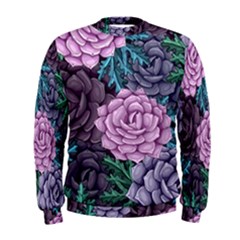 Purple Rose Retro Floral Flower Men s Sweatshirt