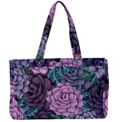 Purple Rose Retro Floral Flower Canvas Work Bag by Bedest